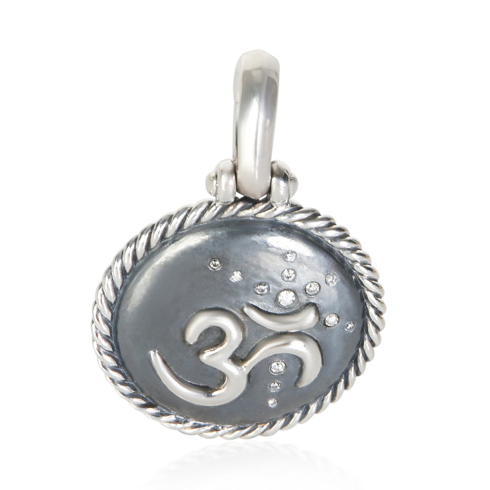 David Yurman Sterling Silver Diamond Om Amulet Pendant